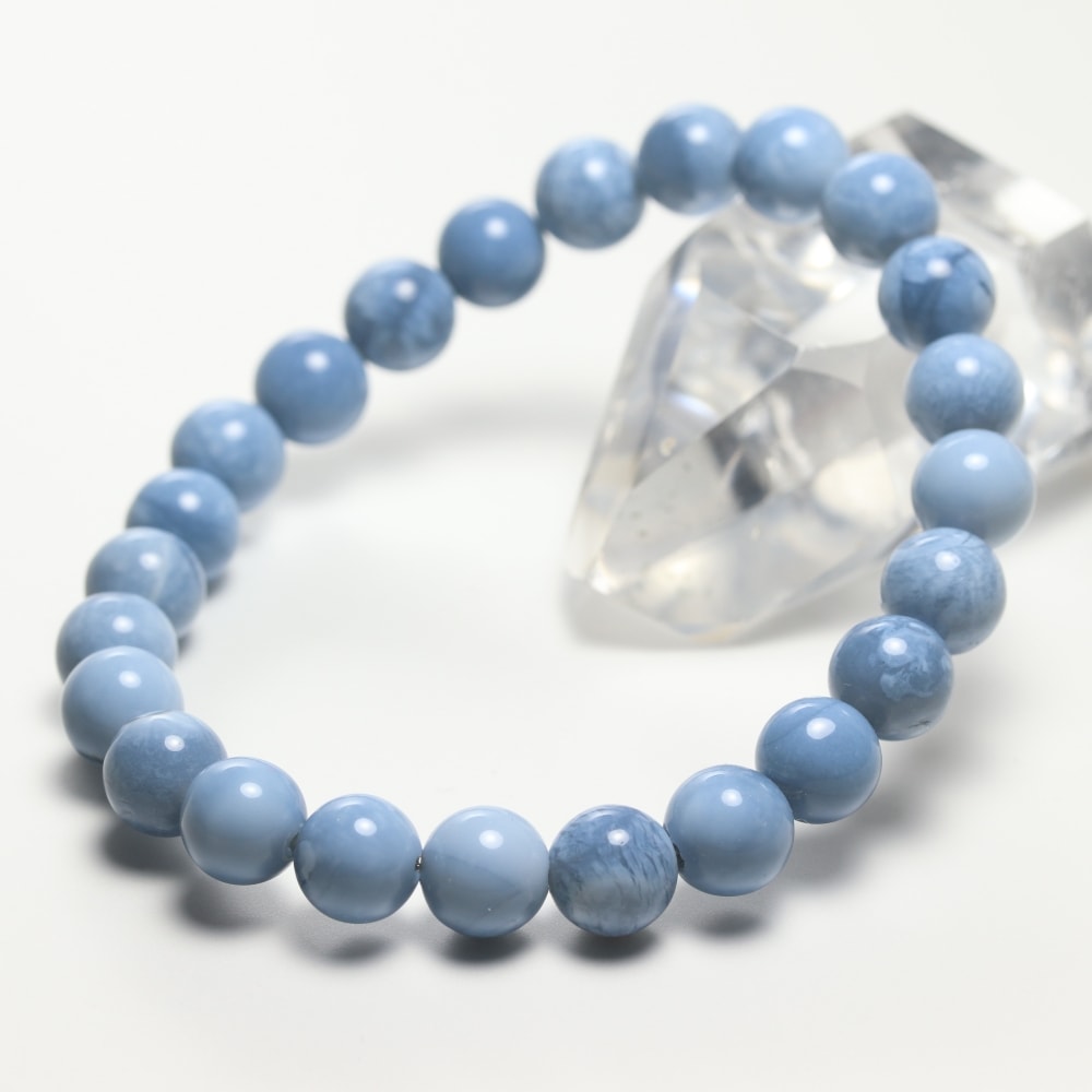 高品質]マダガスカル産ブルーオパールブレスレット（約8.5mm玉