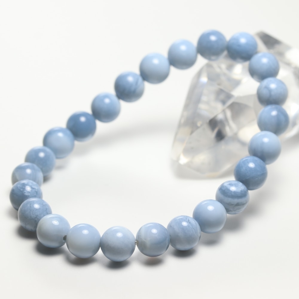 高品質]マダガスカル産ブルーオパールブレスレット（約8mm玉） - 埼玉
