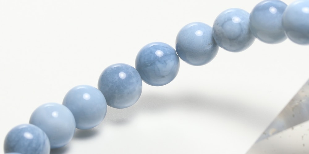 高品質]マダガスカル産ブルーオパールブレスレット（約8mm玉） - 埼玉