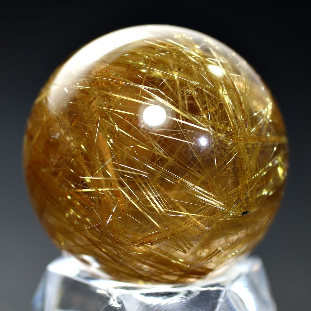 高品質]ブラジル産ゴールドルチルクォーツ丸玉/スフィア（直径29.5mm