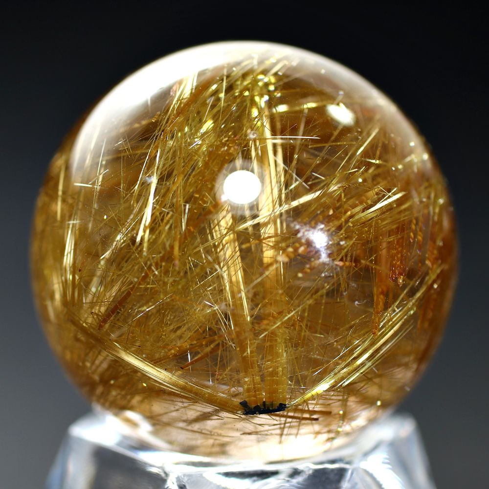 高品質]ブラジル産ゴールドルチルクォーツ丸玉/スフィア（直径29.5mm