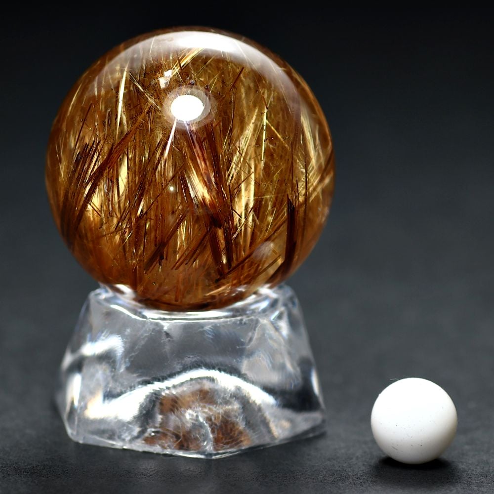 高品質++]ブラジル産ゴールドタイガールチルクォーツ丸玉/スフィア