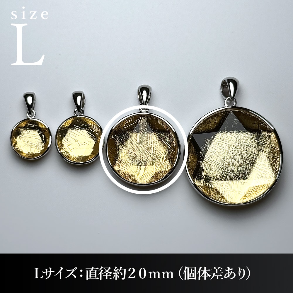 Lサイズ20mm]ギベオン隕石ヘキサゴンペンダントトップ（六芒星カット