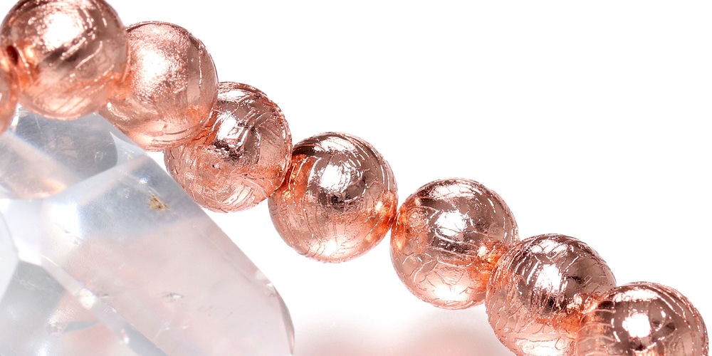 ナミビア共和国産]ギベオン隕石ブレスレット（約10mm玉/ピンクゴールド