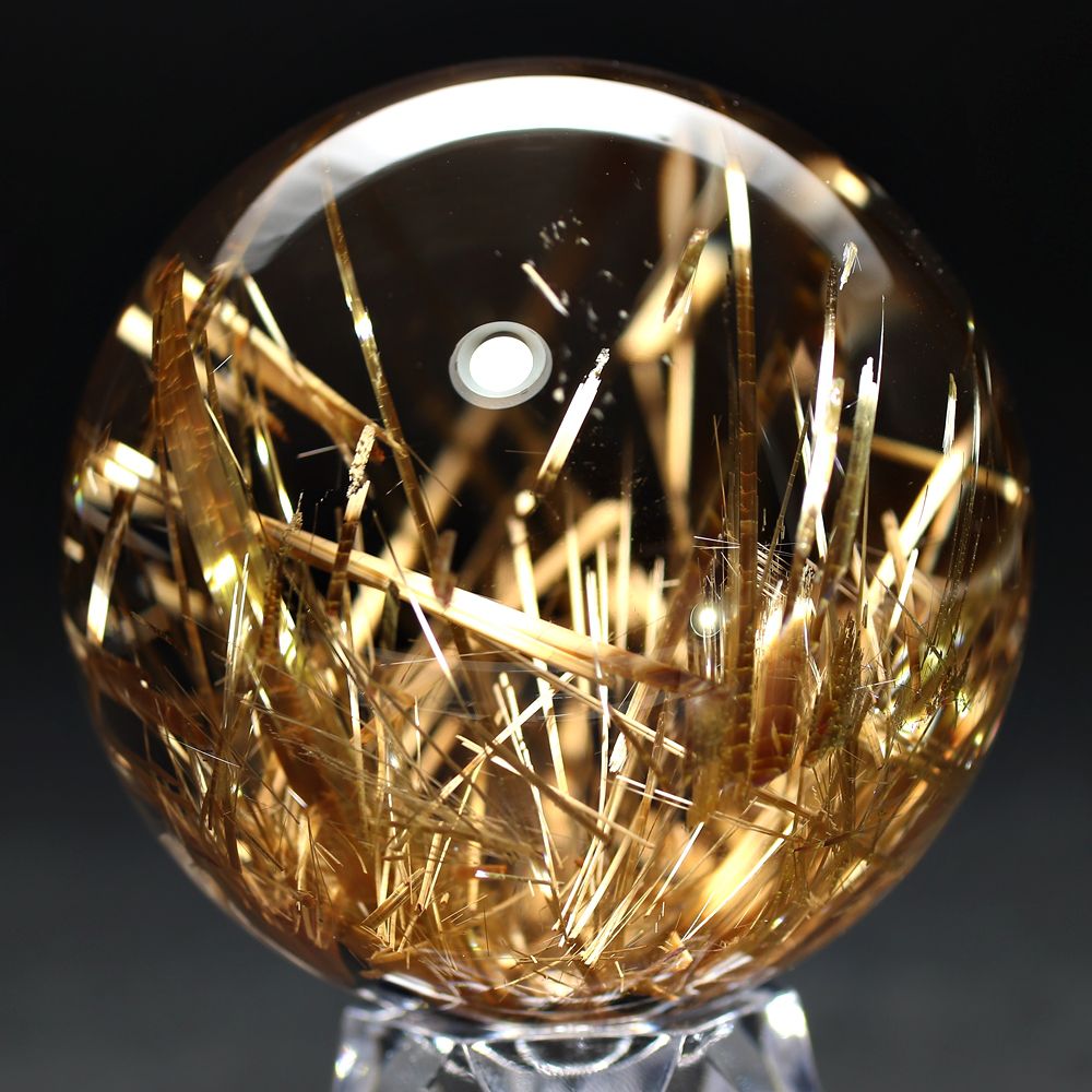 トップクォリティ]ブラジル産タイチンルチルクォーツ丸玉/スフィア