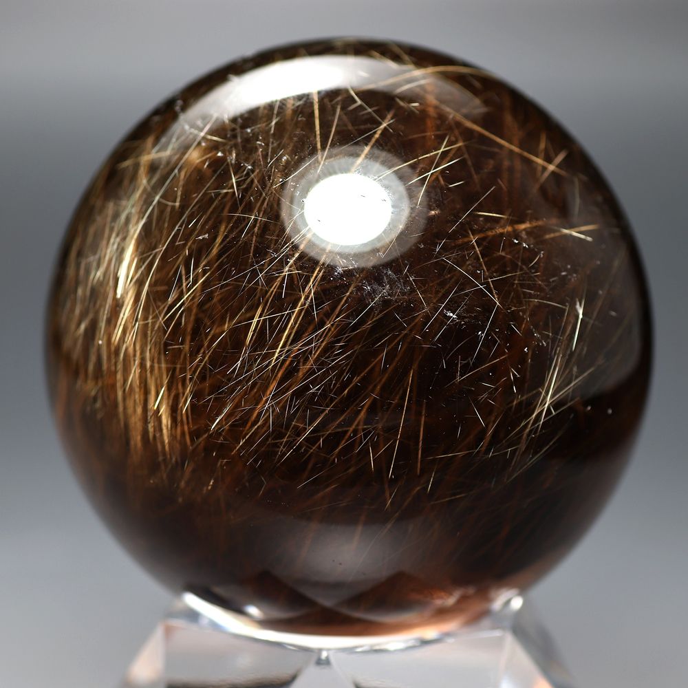 高品質]ブラジル産ゴールドルチルクォーツ丸玉/スフィア（直径62.0mm