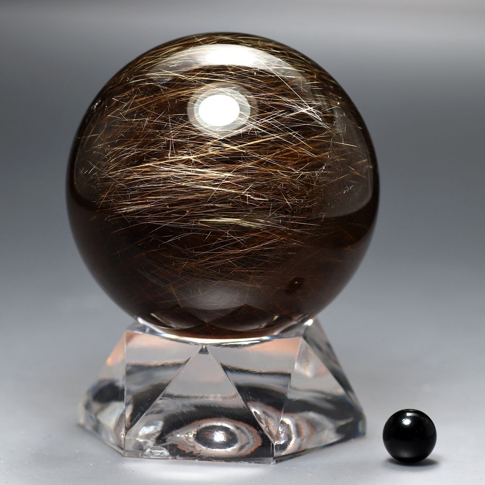 高品質]ブラジル産ゴールドルチルクォーツ丸玉/スフィア（直径62.0mm