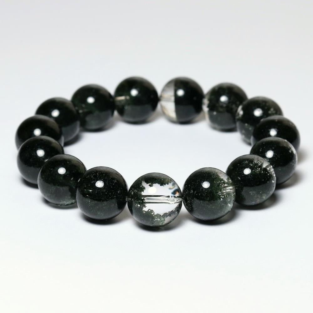 高品質++]ディープグリーンガーデンクォーツブレスレット/庭園水晶