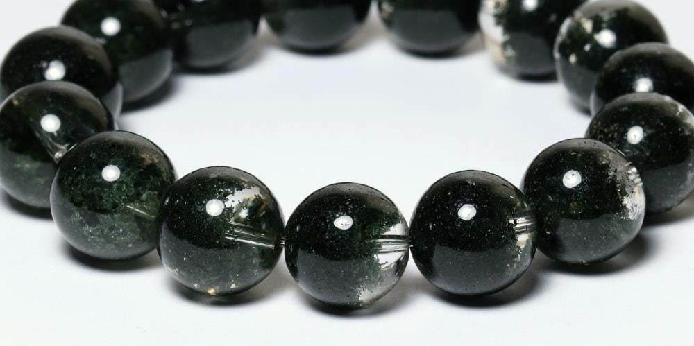 高品質++]ディープグリーンガーデンクォーツブレスレット/庭園水晶