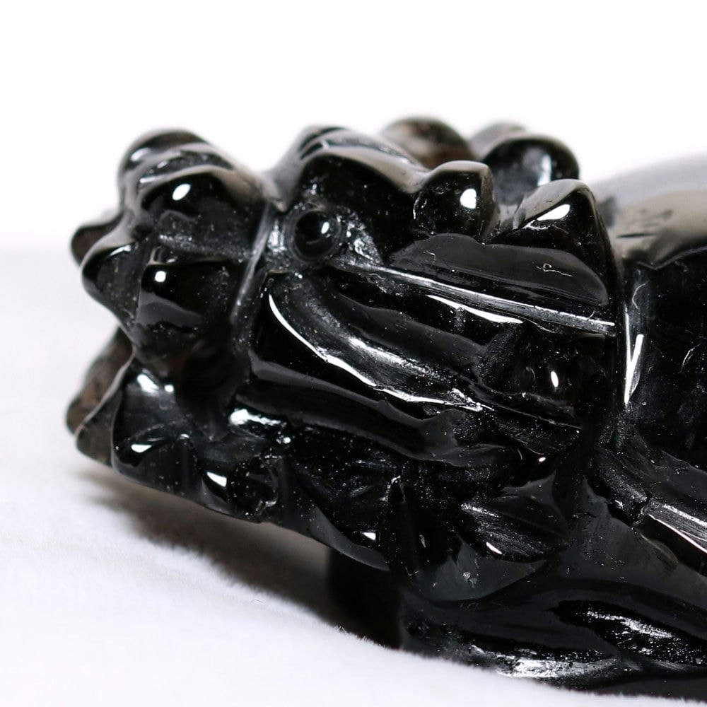 中国/山東省産]モリオン彫刻/天然黒水晶（龍亀/ロングイ） - 埼玉県