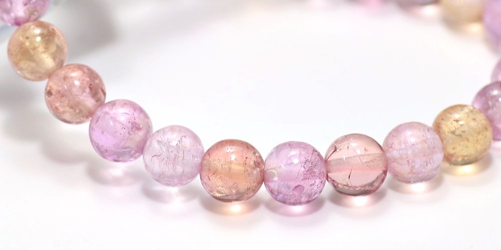 トップクォリティ]インペリアルピンクトパーズブレスレット（約8mm玉