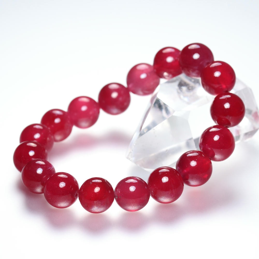 高品質++]宝石質ルビーブレスレット（約12mm玉） - 埼玉県吉川市の