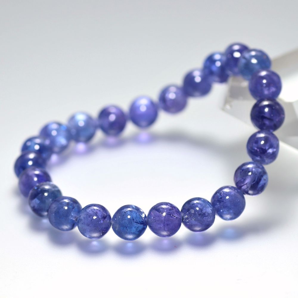 トップクォリティ]宝石質タンザナイトブレスレット（約8mm玉・一部表面