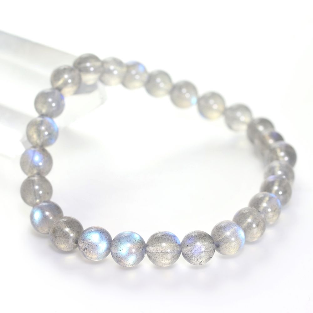 高品質++]ラブラドライトブレスレット（約7mm玉・ブルー系シラー