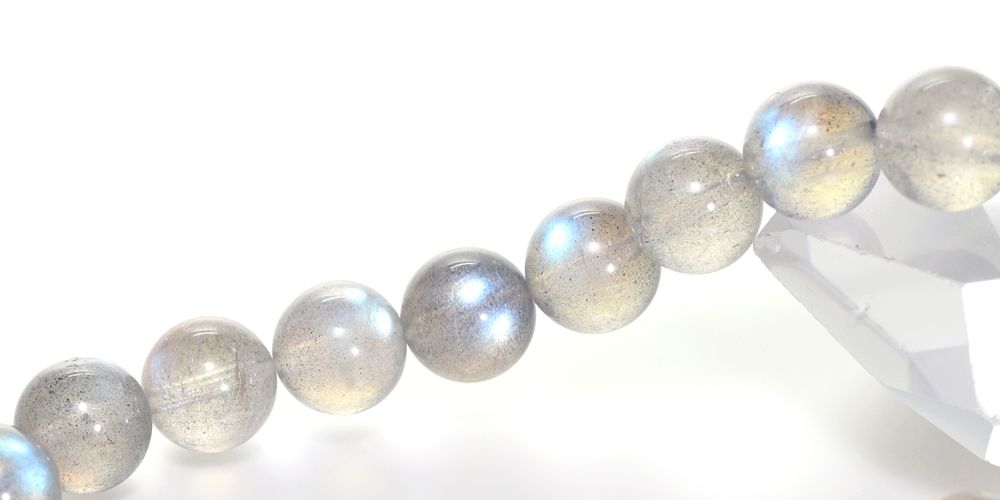 高品質+]ラブラドライトブレスレット（約10mm玉・ブルー系シラー