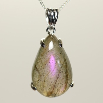 高品質]ピンクパープルラブラドライトペンダントトップ（シルバー925