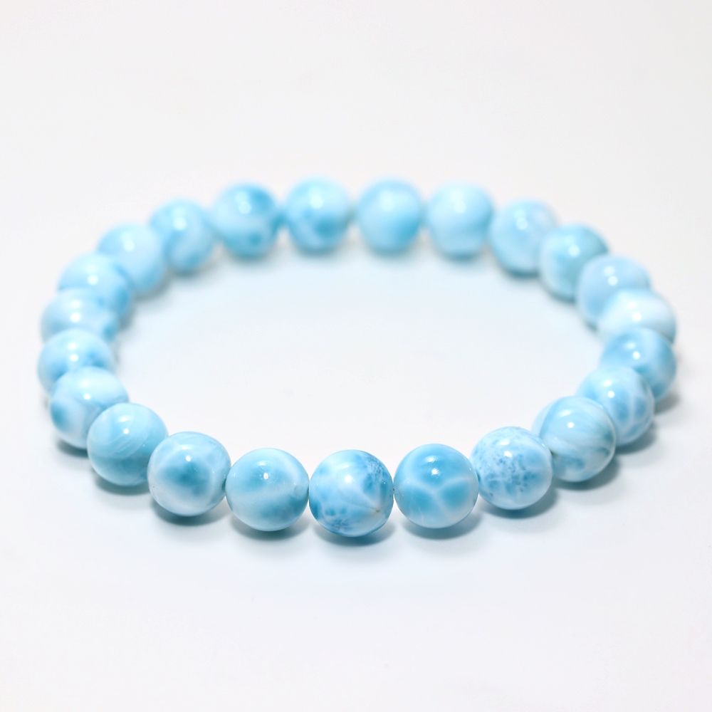 高品質+]ラリマーブレスレット（約8.5mm玉）☆現品動画あり - 埼玉県