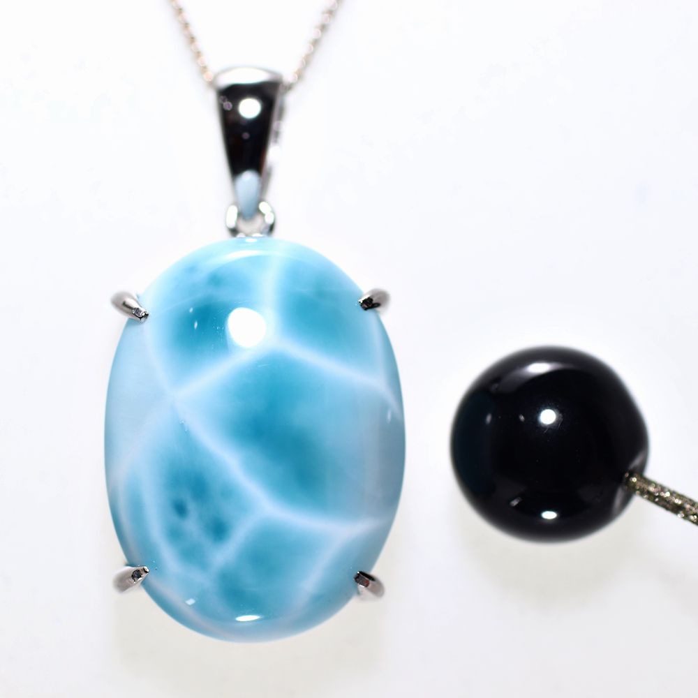 高品質++]ラリマーペンダントトップ/ブルーペクトライト（シルバー925