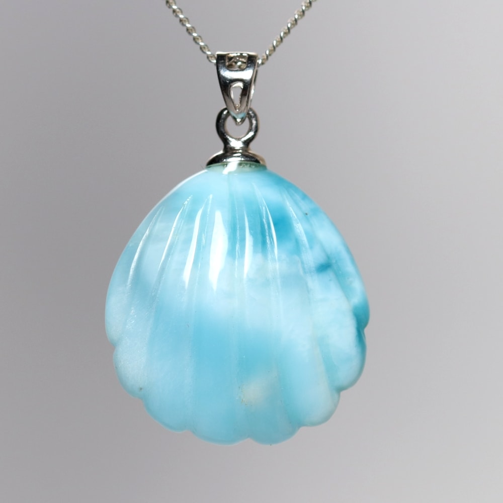 特別価格]ドミニカ共和国産ラリマーシェルカットペンダントトップ