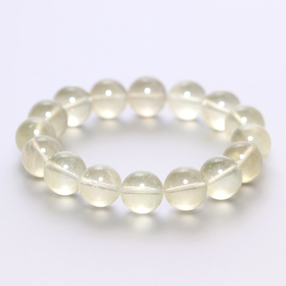 価格改定】[高品質]天然リビアングラスブレスレット（約13.5mm玉