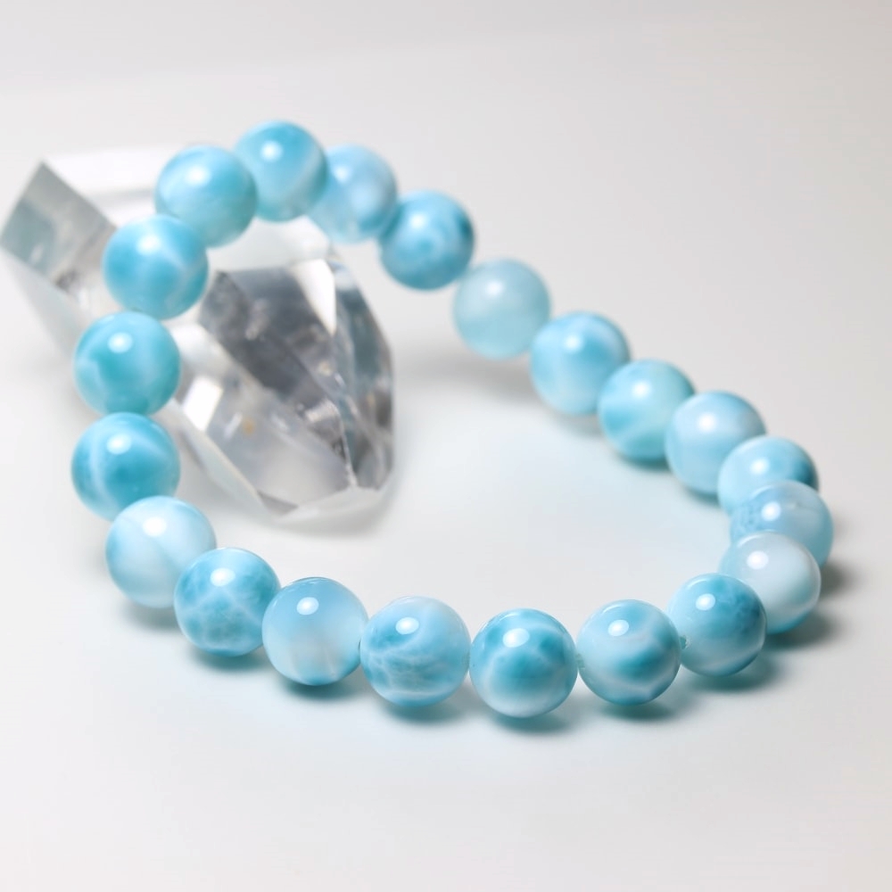 高品質++]ラリマーブレスレット（約9.5mm玉） - 埼玉県吉川市の天然石