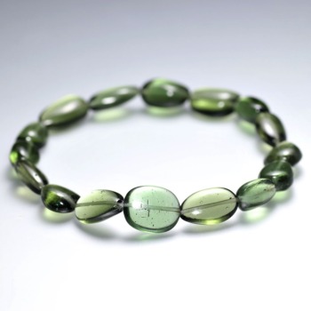 トップクォリティ]天然モルダバイトブレスレット/フリーカットビーズ