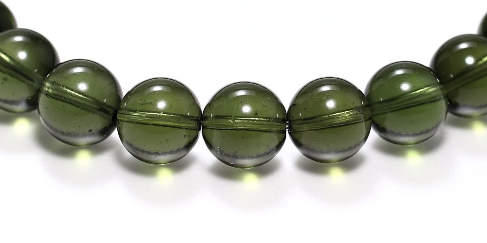 トップクォリティ]天然モルダバイトブレスレット（約7.9-8.3mmm玉