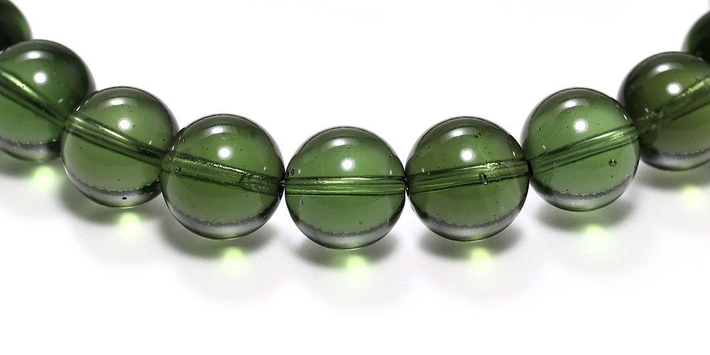 トップクォリティ]天然モルダバイトブレスレット（約8.5-8.7mmm玉