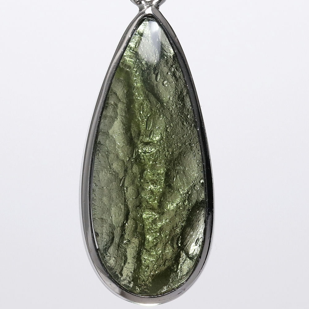 トップクォリティ]天然モルダバイトペンダントトップ（シルバー925