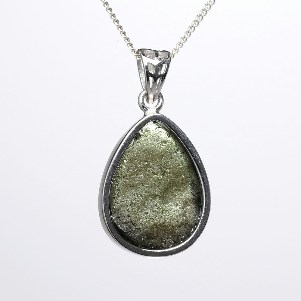 トップクォリティ]天然モルダバイトペンダントトップ（シルバー925