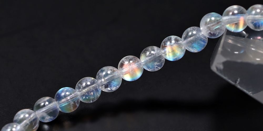 高品質++]別鉱床マダガスカル産ホワイトラブラドライトブレスレット