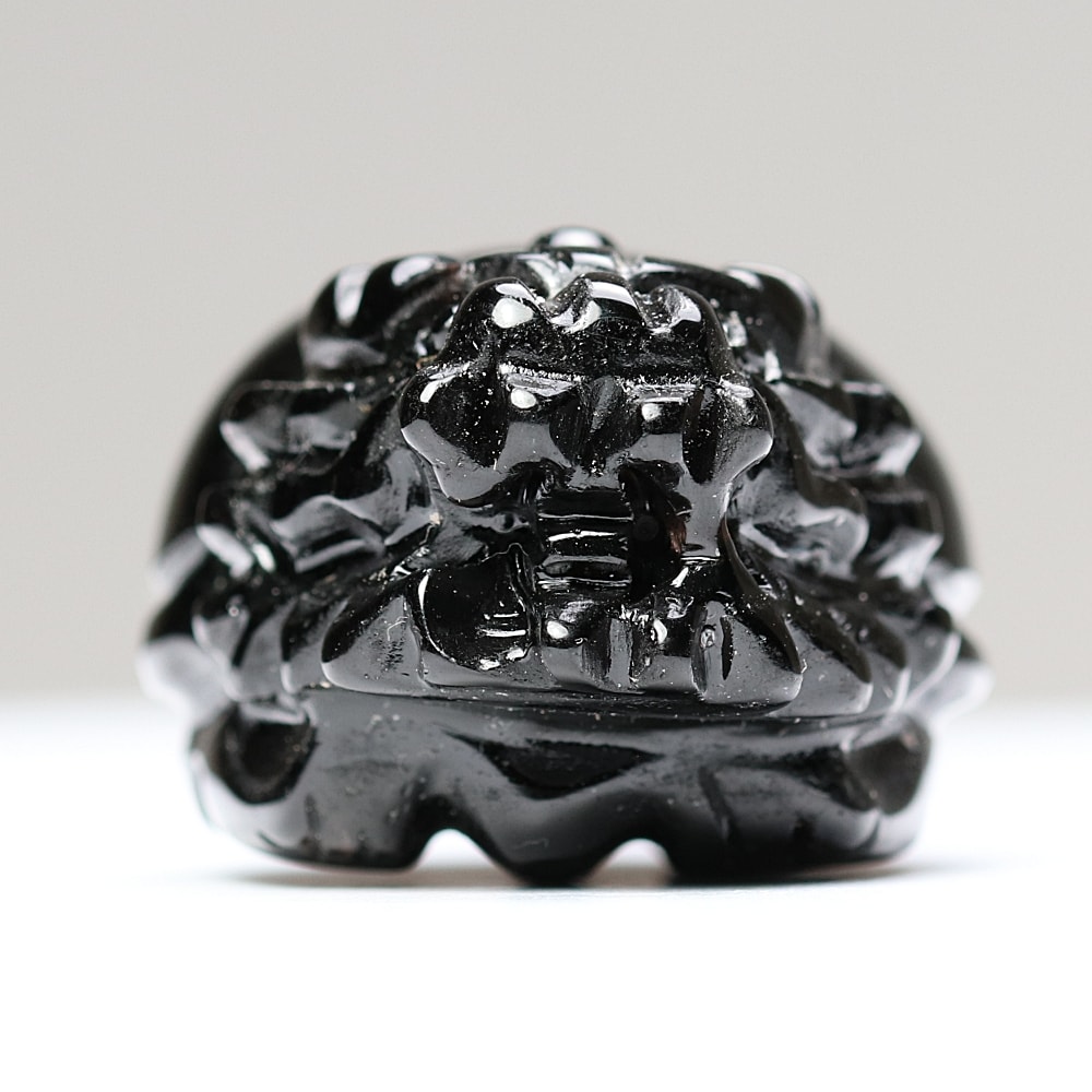 中国/山東省産]モリオン彫刻/天然黒水晶（龍亀/ロングイ） - 埼玉県