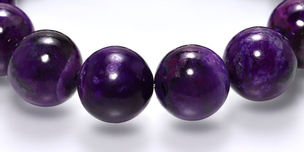 希少・高品質++]パープルスギライトブレスレット（約14.5mm大玉・鑑別