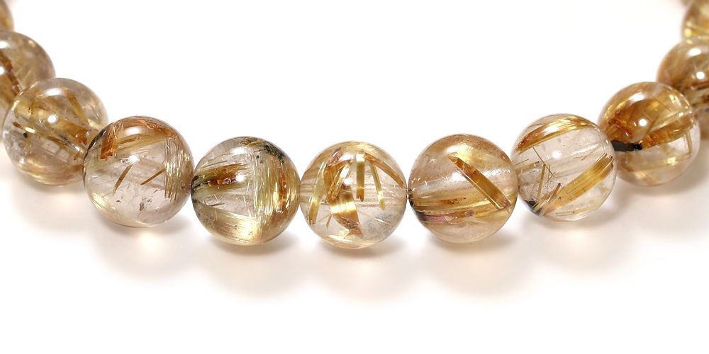 特別価格/3A++]太陽放射ルチルクォーツブレスレット（約7.5mm玉