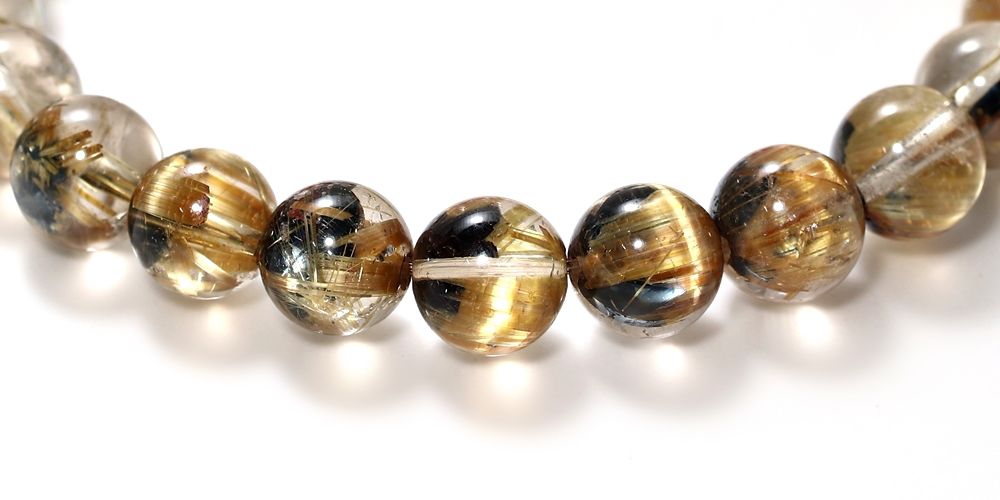 高品質++]太陽放射ルチルクォーツブレスレット（約8mm玉） - 埼玉県
