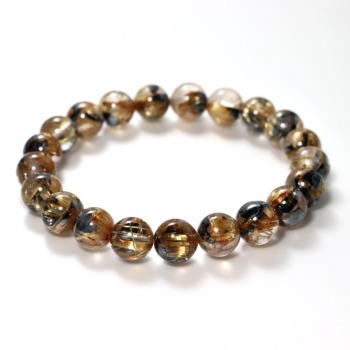 高品質++]太陽放射ルチルクォーツブレスレット（約9mm玉） - 埼玉県