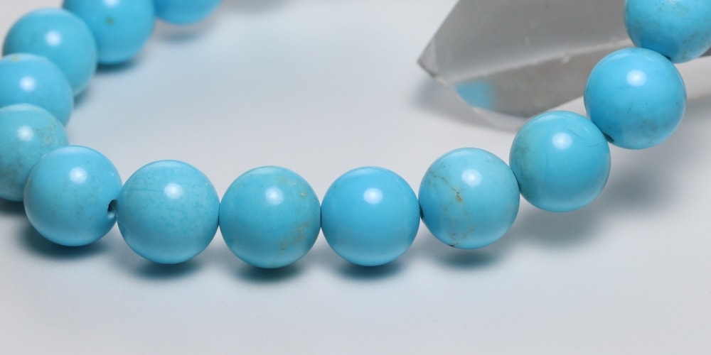高品質]スリーピングビューティー鉱山産ターコイズブレスレット（約9mm