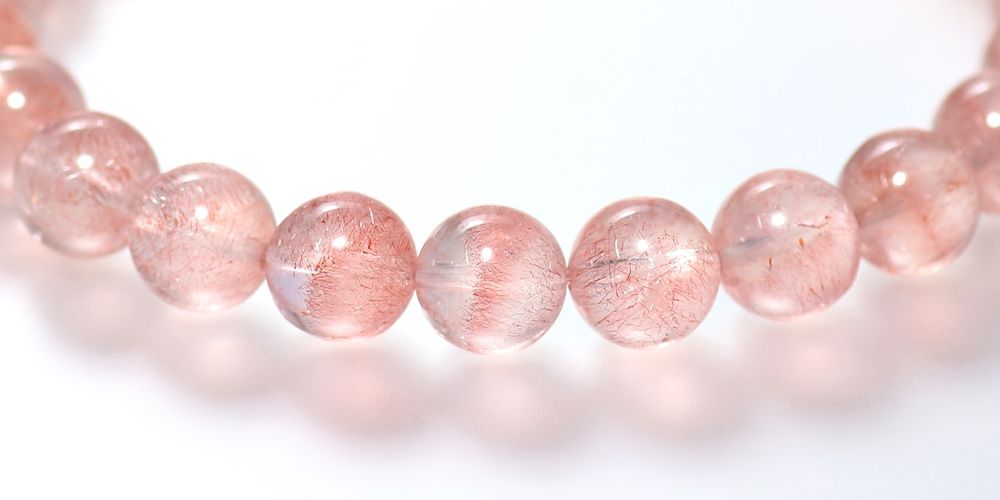 高品質++]カザフスタン産ストロベリークォーツブレスレット（約7.5mm玉