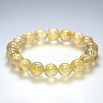 高品質++]ゴールドルチルクォーツブレスレット（約11mm玉） - 埼玉県