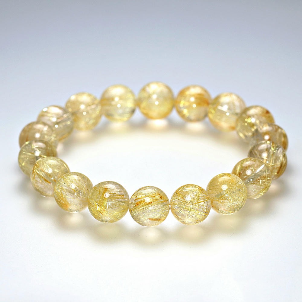 高品質++]ゴールドルチルクォーツブレスレット（約11mm玉） - 埼玉県
