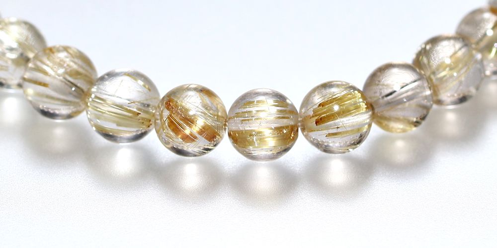 高品質+]ゴールドルチルクォーツブレスレット（約7mm玉） - 埼玉県吉川