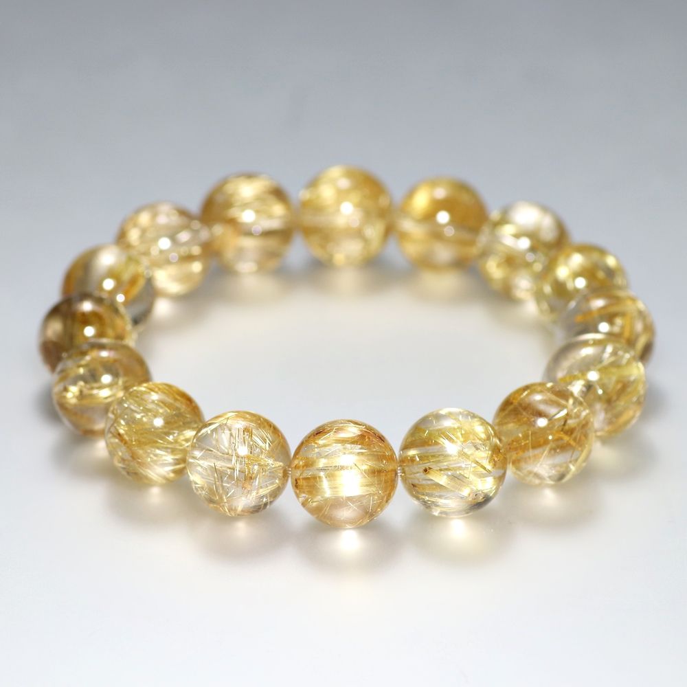 高品質++]ゴールドルチルクォーツブレスレット（約13.5mm玉） - 埼玉県