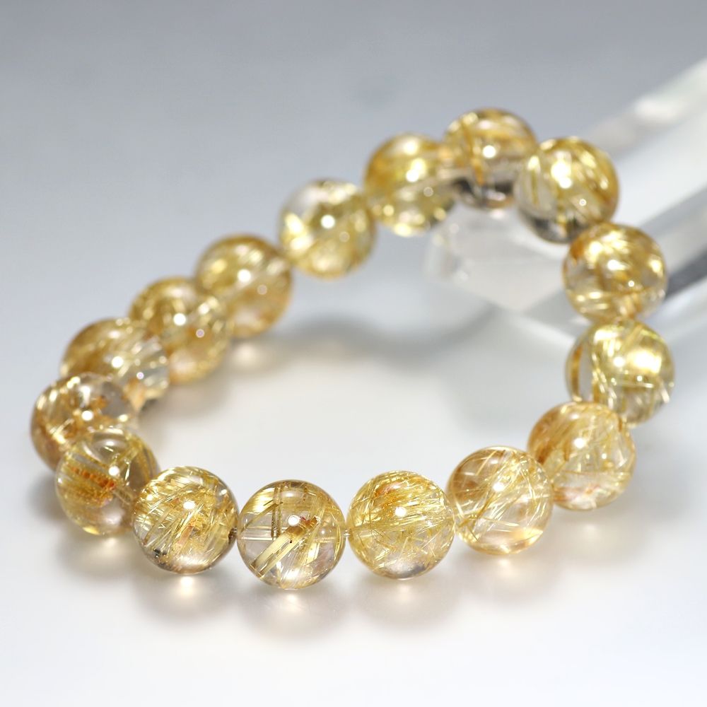高品質++]ゴールドルチルクォーツブレスレット（約13.5mm玉） - 埼玉県