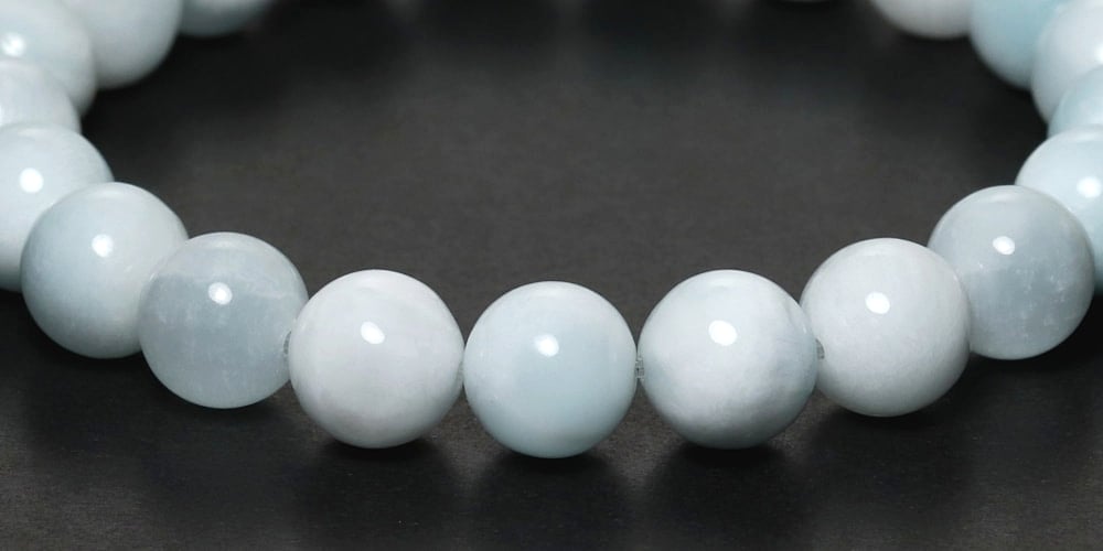 高品質]ホワイトアイスラリマーブレスレット（約9mm玉） - 埼玉県吉川