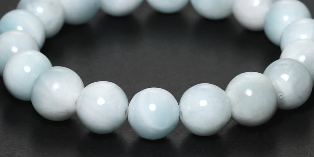 高品質]ホワイトアイスラリマーブレスレット（約11.5mm玉） - 埼玉県