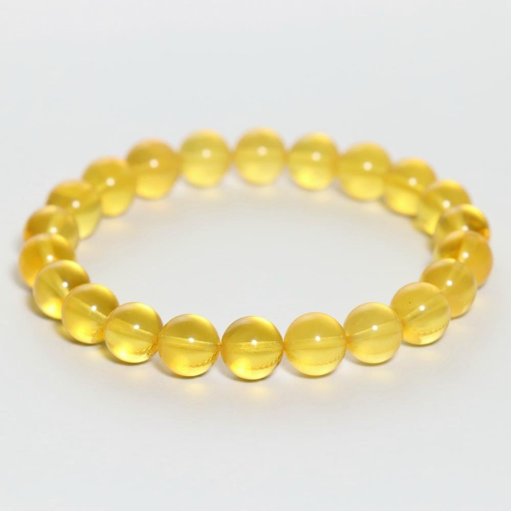 高品質]バルト海産天然イエローアンバーブレスレット（約9mm玉・バル