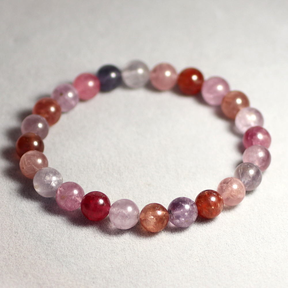 高品質]天然マルチカラースピネルブレスレット（約7.5mm玉） - 埼玉県