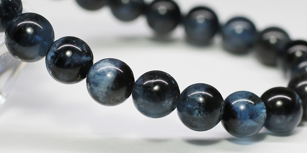 3A]ブラックアクアマリンブレスレット（約9mm玉・スター入り） - 埼玉