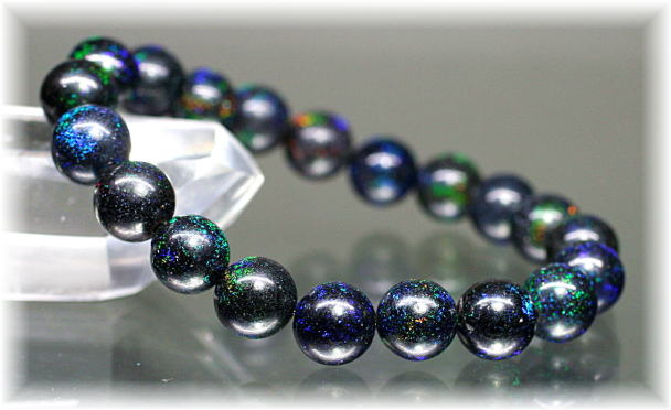 最高品質]ブラックマトリックスオパールブレスレット（約10mm玉