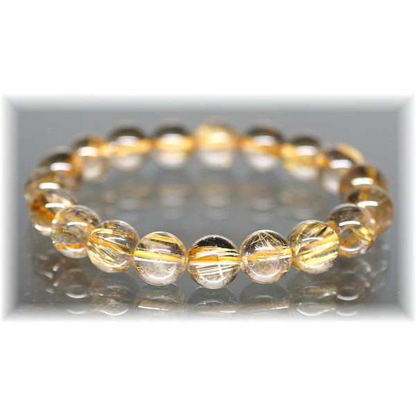 3A+]ゴールドルチルクォーツブレスレット（約10mm玉） - 埼玉県吉川市
